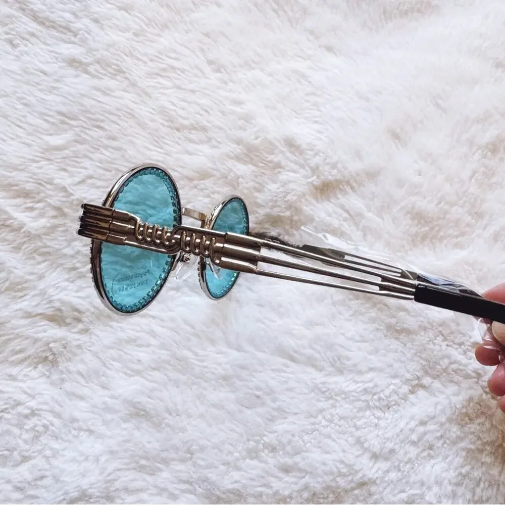 Kate Clear Blue Round Sunglasses